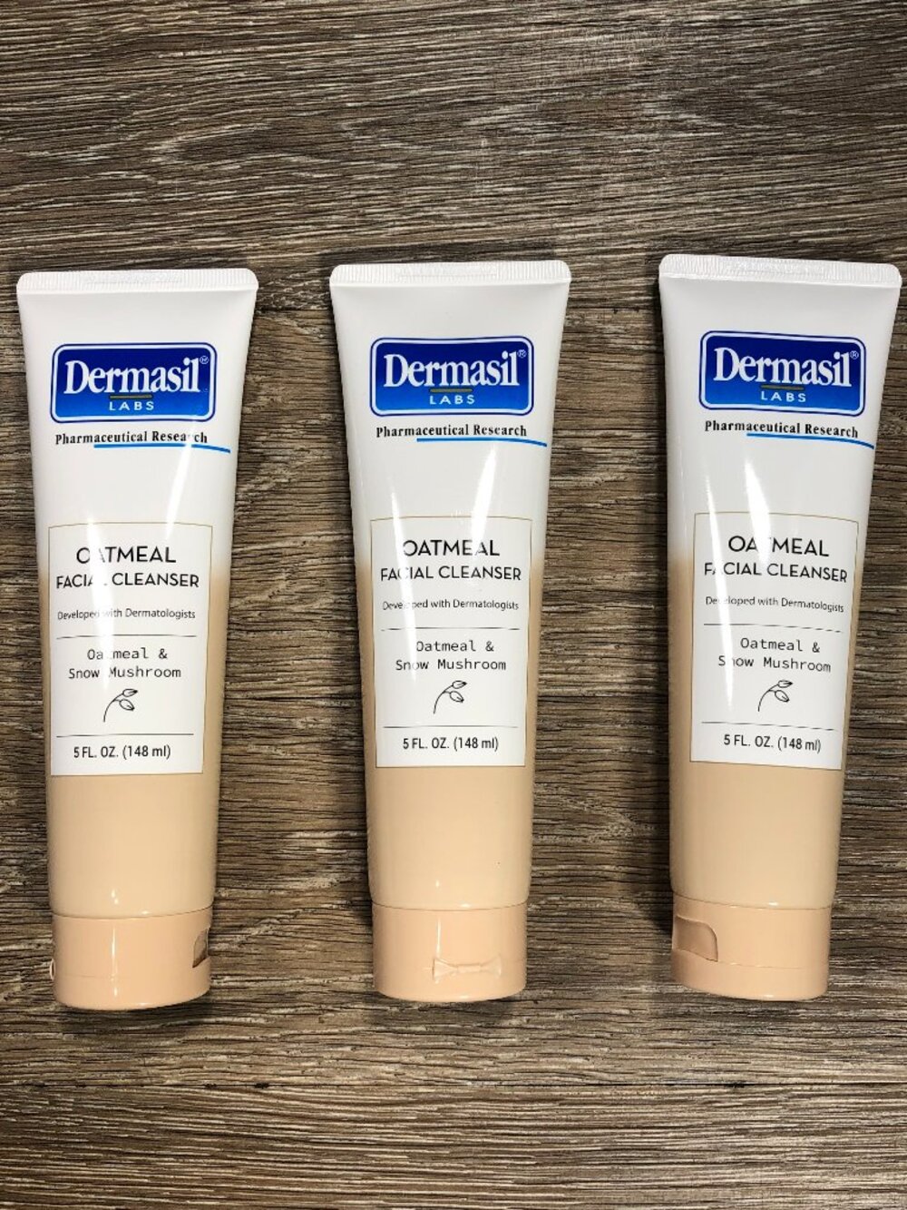 Lot of 3 Tubes Dermasil Labs Oatmeal & Snow Mushroom Facial Cleanser 5 fl oz